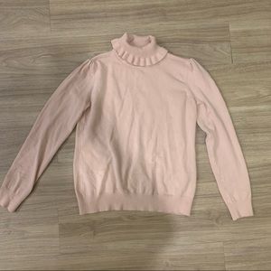 Joseph A Bank Pink Ruffle Turtleneck Sweater